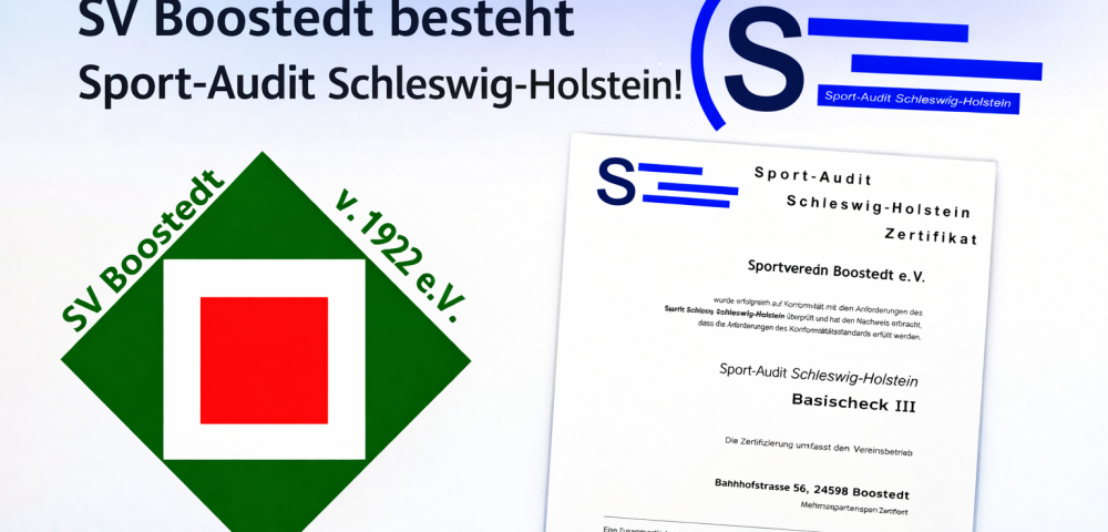 SV Boostedt besteht erfolgreich das Sport-Audit Schleswig-Holstein